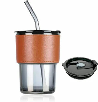 Glass Tumbler w/Lid & Straw