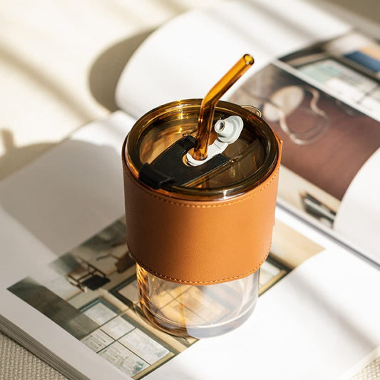 Glass Tumbler w/Lid & Straw